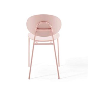 Modway Palette Modern Molded Plastic Accent Dining Chair in Pink - Set of 2 - Comes Fully Assembled