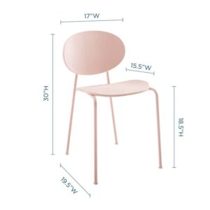 Modway Palette Modern Molded Plastic Accent Dining Chair in Pink - Set of 2 - Comes Fully Assembled