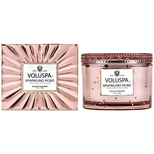 Voluspa Sparkling Rose Candle | Corta Maison Boxed Glass | 11 Ounces | 45 Hour Burn Time | Vegan | Proprietary Coconut Wax and All Natural Wicks for a Cleaner Burn