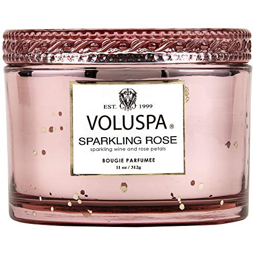 Voluspa Sparkling Rose Candle | Corta Maison Boxed Glass | 11 Ounces | 45 Hour Burn Time | Vegan | Proprietary Coconut Wax and All Natural Wicks for a Cleaner Burn