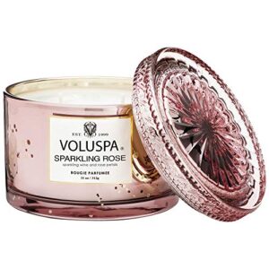 Voluspa Sparkling Rose Candle | Corta Maison Boxed Glass | 11 Ounces | 45 Hour Burn Time | Vegan | Proprietary Coconut Wax and All Natural Wicks for a Cleaner Burn