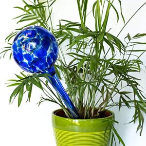 Cotswold Homeware Co Plant Watering Globes - Plant Watering Devices - Plant Watering Bulbs - Self Watering Spikes -Decorative Hand Blown Glass - Watering Bulbs - Free Moisture Meter 4 Large Size