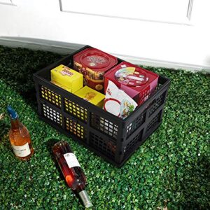 Saedy Black Stacking Milk Crates, 34-Quart Collapsible Container Bins, 2 Packs