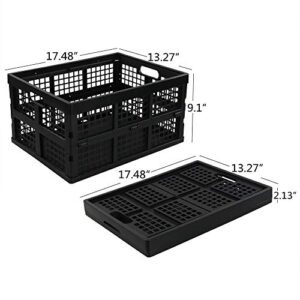 Saedy Black Stacking Milk Crates, 34-Quart Collapsible Container Bins, 2 Packs