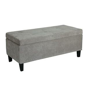 homebeez storage ottoman bench tufted foot rest stool with nailhead trim (light gray)