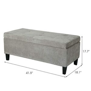 Homebeez Storage Ottoman Bench Tufted Foot Rest Stool with Nailhead Trim (Light Gray)