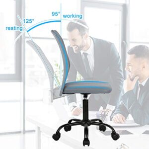 Simple Office Chair, Mesh Office Chair Armless Home Office Desk Chair Adjustable Computer Chair Task Rolling Swivel Chair for Working,Meeting,Reception Place, Grey