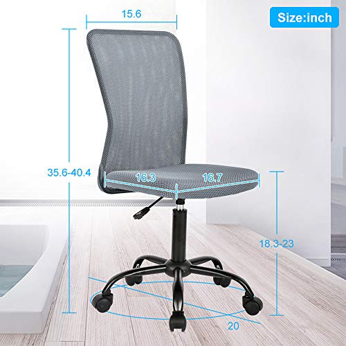 Simple Office Chair, Mesh Office Chair Armless Home Office Desk Chair Adjustable Computer Chair Task Rolling Swivel Chair for Working,Meeting,Reception Place, Grey