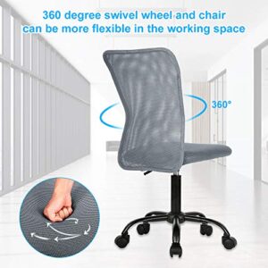 Simple Office Chair, Mesh Office Chair Armless Home Office Desk Chair Adjustable Computer Chair Task Rolling Swivel Chair for Working,Meeting,Reception Place, Grey