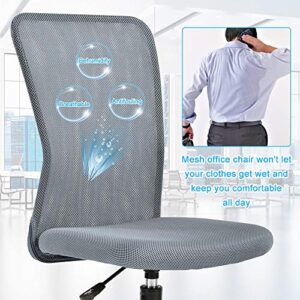 Simple Office Chair, Mesh Office Chair Armless Home Office Desk Chair Adjustable Computer Chair Task Rolling Swivel Chair for Working,Meeting,Reception Place, Grey