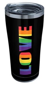 tervis - 1356903 tervis pride love stainless steel insulated tumbler with clear and black hammer lid, 20oz, silver