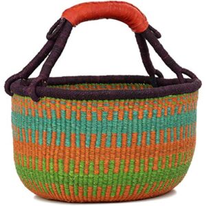 fair trade ghana bolga african large market basket 16-17.50" across x 9-11" tall (plus handle), gb01l.66676