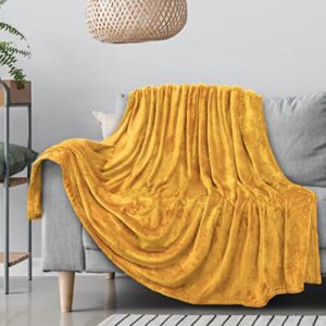 PAVILIA Fleece Blanket Throw | Super Soft, Plush, Luxury Flannel Throw | Lightweight Microfiber Blanket for Sofa Couch Bed (Mustard Yellow, 50x60 inches)