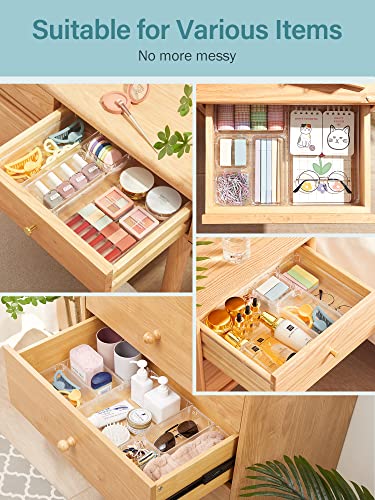 Kootek 21 Pcs Desk Drawer Organizer Set 4-Size Bathroom Drawer Tray Dividers Versatile Storage Bins Plastic Vanity Trays Organizers Divider Container for Dresser Makeup Kitchen Utensil Office