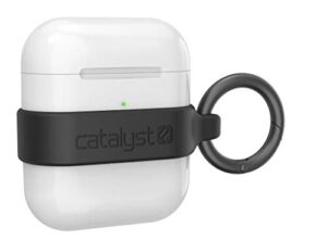minimalist case for airpods 1 & 2 by catalyst - extra grippy high gloss surface finish, ultra light weight, slim design, compatible with wireless charging - black