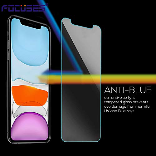 Focuses iPhone 11 Screen Protector, iPhone XR Screen Protector, Anti Blue Light Tempered Glass Film for Apple iPhone XR & iPhone 11,3-Pack