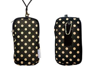 men women sports phone pouch, tainada two zippered pouch carry bag for iphone 14/13 / 12 pro max, samsung galaxy s23+ / s22+, note 20, a54, google pixel 7/6, 7a / 6a (black white polka dots)