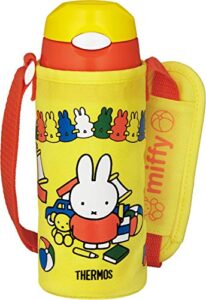 thermos fhl-402fb y-or water bottle, vacuum insulated straw bottle, 13.5 fl oz (400 ml), miffy yellow orange, cold insulating