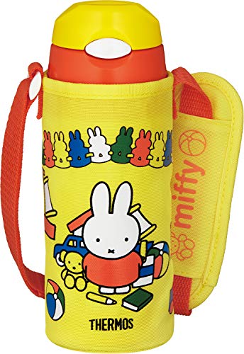 Thermos FHL-402FB Y-OR Water Bottle, Vacuum Insulated Straw Bottle, 13.5 fl oz (400 ml), Miffy Yellow Orange, Cold Insulating