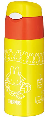 Thermos FHL-402FB Y-OR Water Bottle, Vacuum Insulated Straw Bottle, 13.5 fl oz (400 ml), Miffy Yellow Orange, Cold Insulating