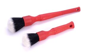 detail factory - trigrip ultra-soft detailing brush set - comfortable grip and scratch-free cleaning for exterior, interior panels, emblems, badges, gauge cluster, infotainment screen, red
