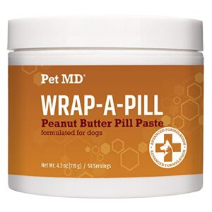 pet md wrap a pill peanut butter flavored pill paste for dogs - make a pocket to hide pills and medication for pets - 59 servings