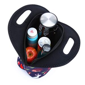 AMARY Reusable Insulated Thermal Neoprene Lunch Tote Food Snacks Bag Carry Case Handbags Small Size for Adults Men Women (Rabbit)