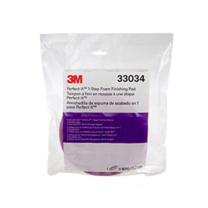 3M Perfect It 1 Step Foam Finishing Pad, 33034, Quick Connect, Surface Buffing, Collision Repair, High Gloss Polish, 6 in