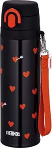 thermos jnt-551 bkr water bottle, vacuum insulated travel mug, 16.9 fl oz (550 ml), black red