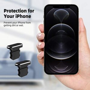 TITACUTE 2 Pack Anti Dust Plugs for iPhone 14 Pro Max 13 11 12 Mini Dust Cover 8 Pin Dust Plug + Mini Storage Box iPhone Charging Port Plugs for iPhone Xs XR X 8 7 Plus SE AirPods iPad Mini Air Black