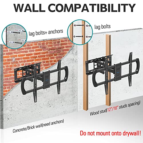 MOUNTUP TV Wall Mount, TV Mount Swivel and Tilt Full Motion for Most 42-82 Inch Flat Curved TVs, Wall Mount TV Bracket with Articulating Arm, Holds up to 100lbs Max VESA 600x400mm, Fits 12" 16" Studs