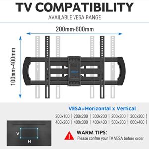 MOUNTUP TV Wall Mount, TV Mount Swivel and Tilt Full Motion for Most 42-82 Inch Flat Curved TVs, Wall Mount TV Bracket with Articulating Arm, Holds up to 100lbs Max VESA 600x400mm, Fits 12" 16" Studs