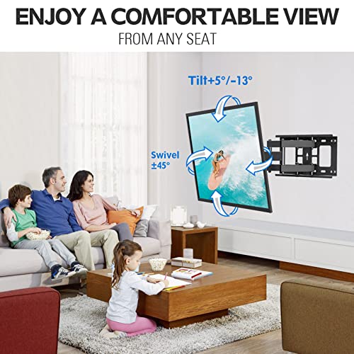 MOUNTUP TV Wall Mount, TV Mount Swivel and Tilt Full Motion for Most 42-82 Inch Flat Curved TVs, Wall Mount TV Bracket with Articulating Arm, Holds up to 100lbs Max VESA 600x400mm, Fits 12" 16" Studs