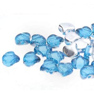 70-75,ginko 7.5mm backlit aqua color. 7.5mm two hole beads, holes run side to side. quality czech glass beads