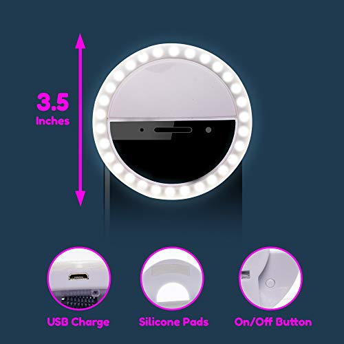 LED Selfie Ring Light Compatible with iPhone Android and Laptops