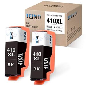 teino remanufactured ink cartridges replacement for epson 410 410xl t410 t410xl use with epson expression premium xp-640 xp-830 xp-7100 xp-630 xp-530 xp-635 (black, 2-pack)