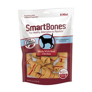 smartbones with real chicken mini chews 8 count, rawhide-free chews for dogs