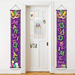 Mardi Gras Banner New Orleans Party Decorations Mardi Gras Porch Hanging Purple Welcome Sign Garland for Home Masquerade Party Outdoor Indoor Decor