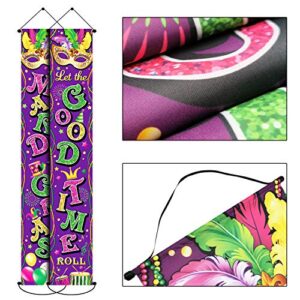 Mardi Gras Banner New Orleans Party Decorations Mardi Gras Porch Hanging Purple Welcome Sign Garland for Home Masquerade Party Outdoor Indoor Decor