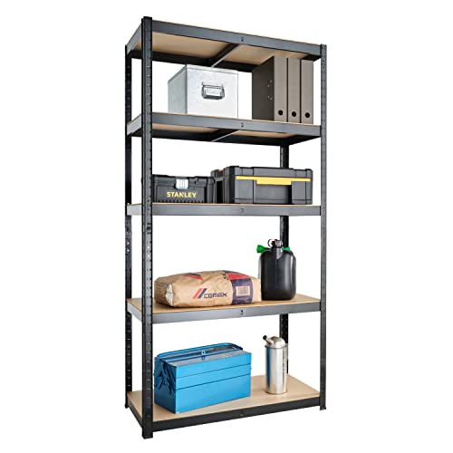 59 x 30 x 12 inches, Black 5 Tier (200LB Per Shelf), 2000LB Capacity Garage Shed Storage Shelving Units, 5 Year Warranty