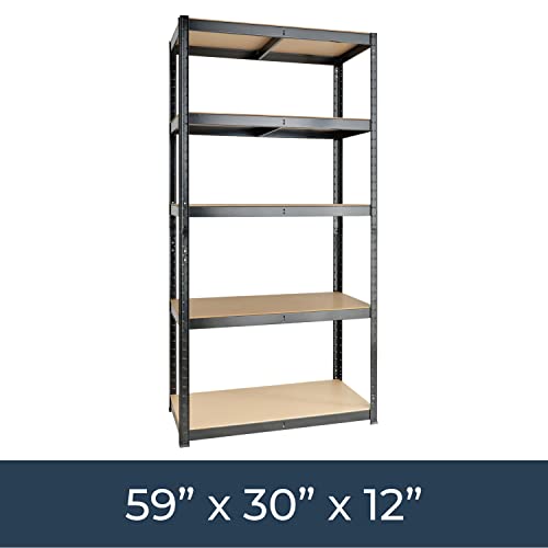 59 x 30 x 12 inches, Black 5 Tier (200LB Per Shelf), 2000LB Capacity Garage Shed Storage Shelving Units, 5 Year Warranty