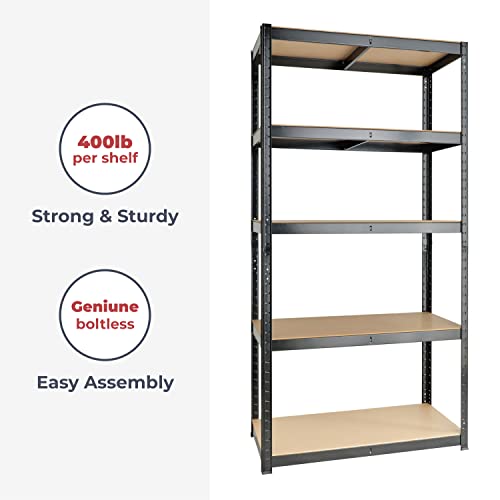 59 x 30 x 12 inches, Black 5 Tier (200LB Per Shelf), 2000LB Capacity Garage Shed Storage Shelving Units, 5 Year Warranty