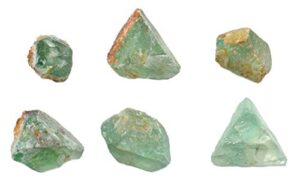 6pk raw fluorite, mineral specimens - approx. 1" - geologist selected & hand processed - great for science classrooms - class pack - eisco labs