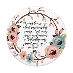 Christian Bible Verse Don't Be Anxious Pink Floral PopSockets Swappable PopGrip