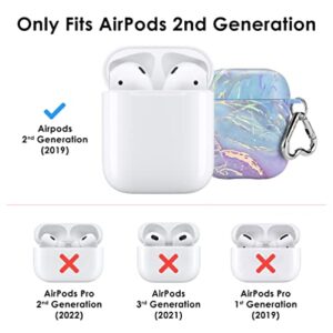 Velvet Caviar Marble AirPod Case for Women & Girls [Updated Top] with Keychain - Cute Protective Hard Cases Compatible with Apple Airpods 1/2 (Holographic Pink Blue)