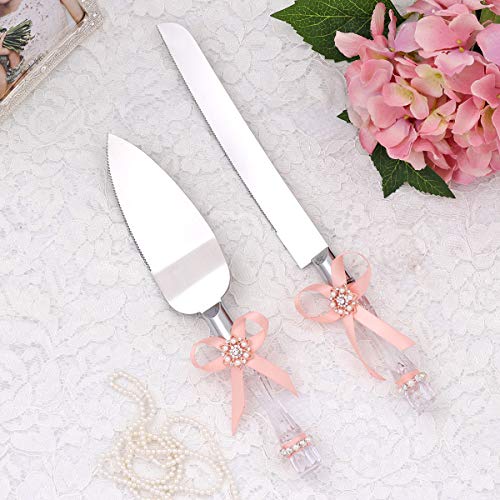 yanstar Wedding Cake Knife and Server Set for Wedding, Birthday, Engagement, Anniversary, Valentines Day, Anniversary Decorations