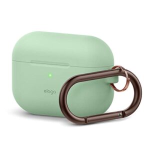 elago original case compatible with apple airpods pro case - protective silicone cover with keychain, precise cutout, supports wireless charging (pastel green)