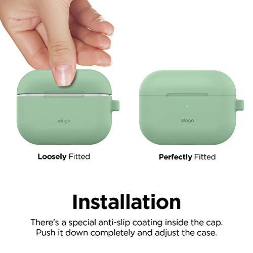 elago Original Case Compatible with Apple AirPods Pro Case - Protective Silicone Cover with Keychain, Precise Cutout, Supports Wireless Charging (Pastel Green)