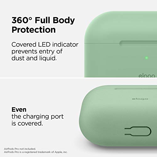 elago Original Case Compatible with Apple AirPods Pro Case - Protective Silicone Cover with Keychain, Precise Cutout, Supports Wireless Charging (Pastel Green)