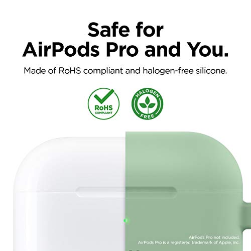 elago Original Case Compatible with Apple AirPods Pro Case - Protective Silicone Cover with Keychain, Precise Cutout, Supports Wireless Charging (Pastel Green)